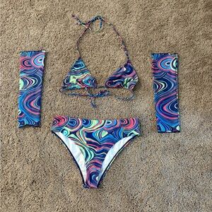 SHEIN Multicolor Swirl Bikini Set rave set